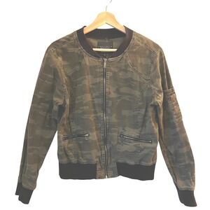 Sanctuary Green Camo Bomber Jacket‎ Military Zipper Pockets Women's M